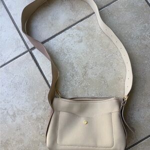 Cuyana Small Recycled Sling Bag - Camel and Beige